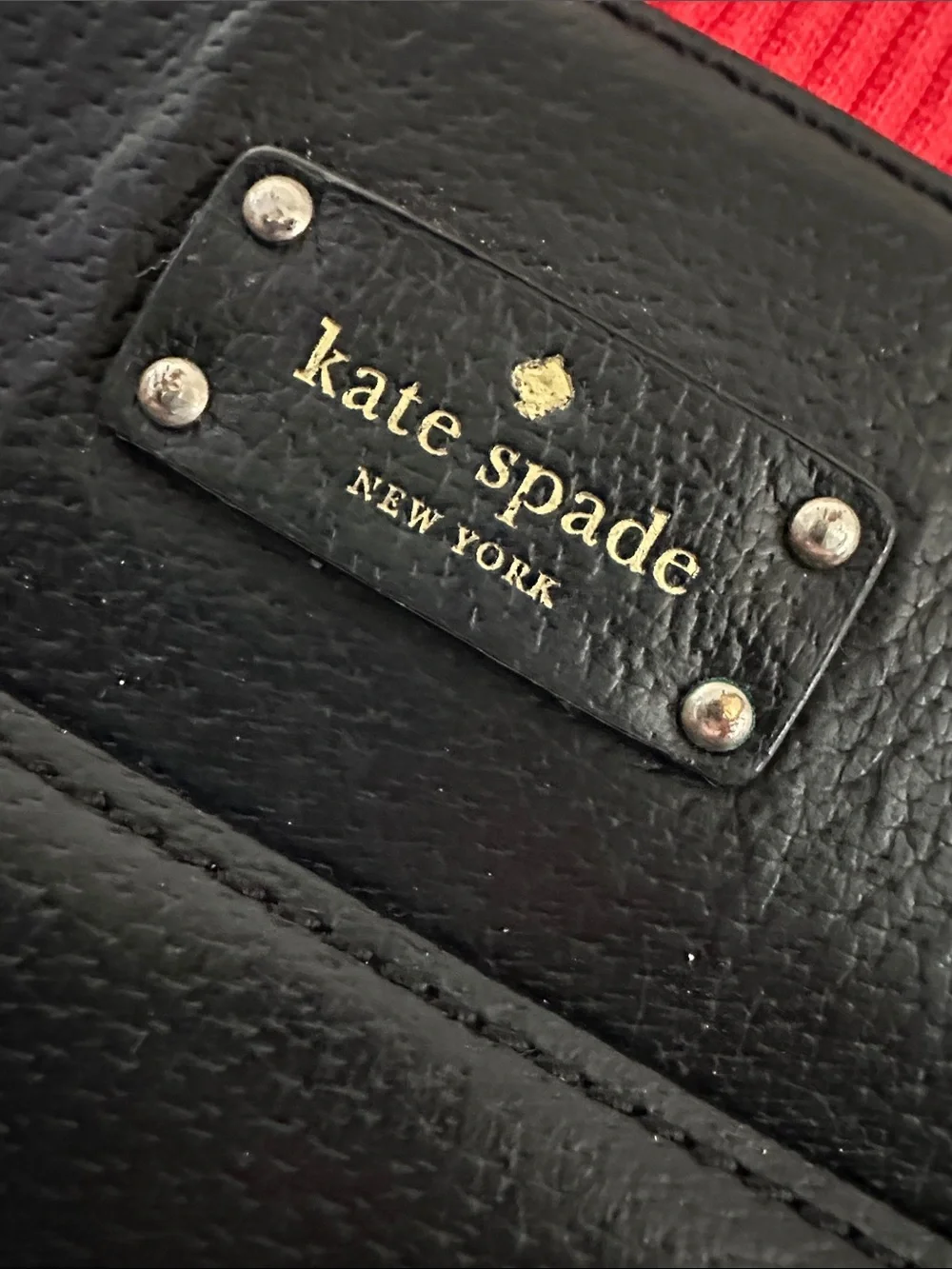 kate spade Black Leather Crossbody with Gold Plaque